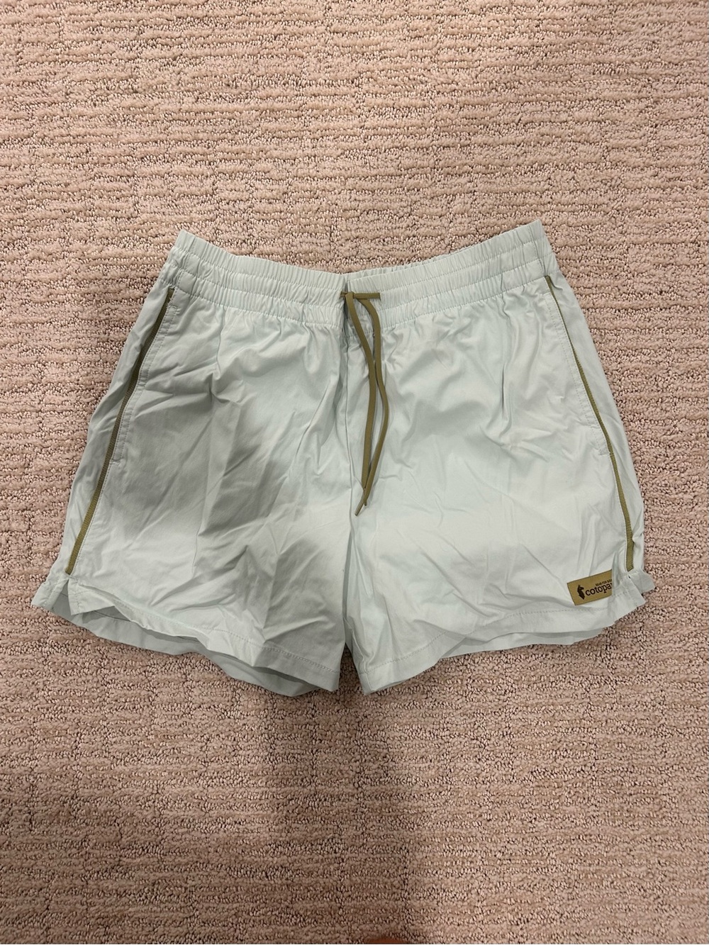 New cotopaxi Light Mint Women's Running Shorts with Olive Drawstring